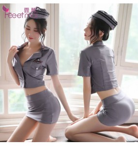 FEE ET MOI Sexy Stewardess Uniforms Short Skirt (Grey)